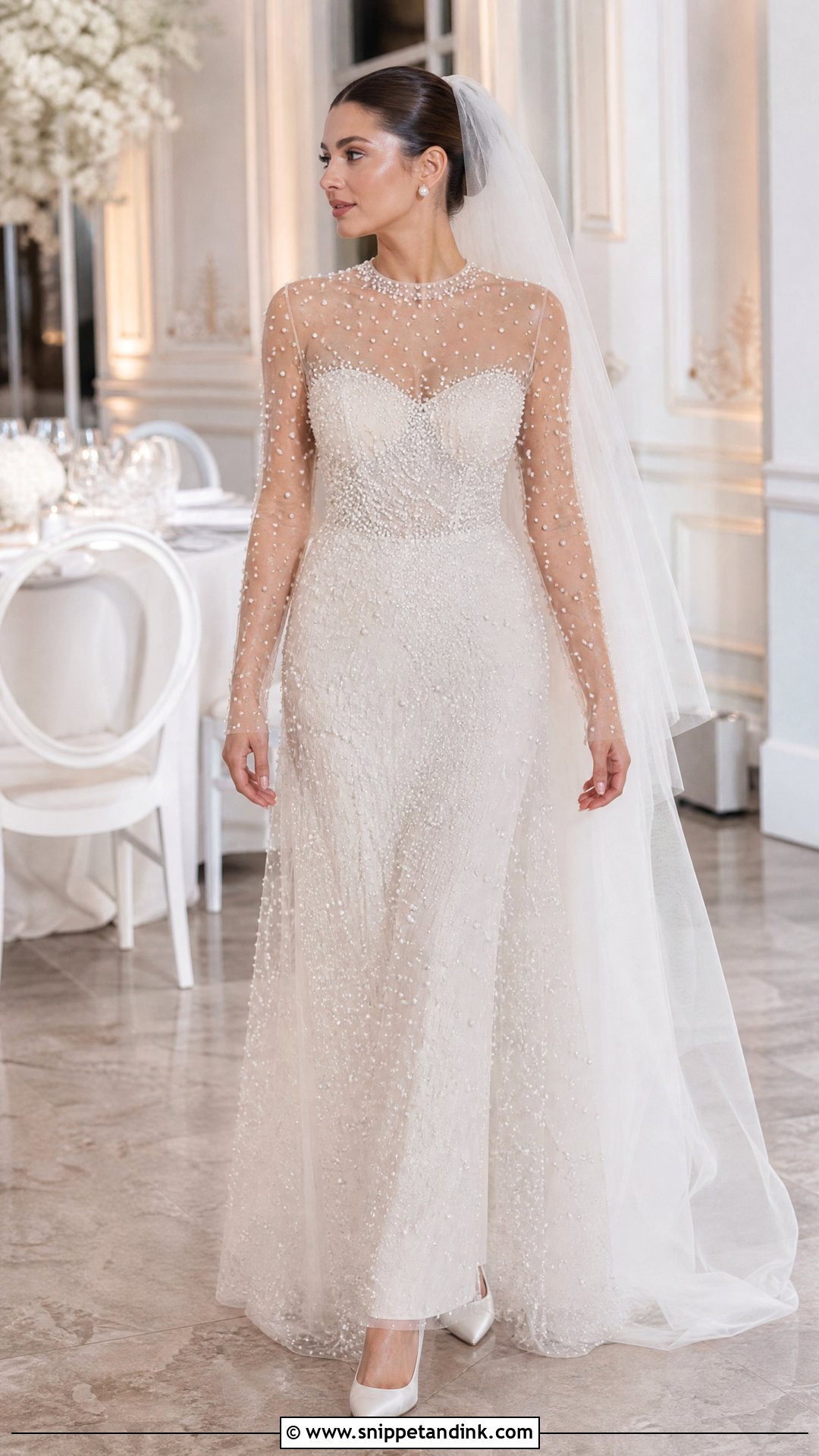 Sheer Pearl Wedding Dress - Snippet and Ink - 25 Sheer Wedding Dress Ideas