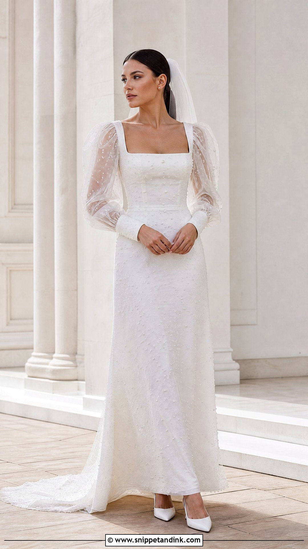 Sheer Puff Sleeve Wedding Dress - Snippet and Ink - 20 Wedding Dress Sheer Sleeves