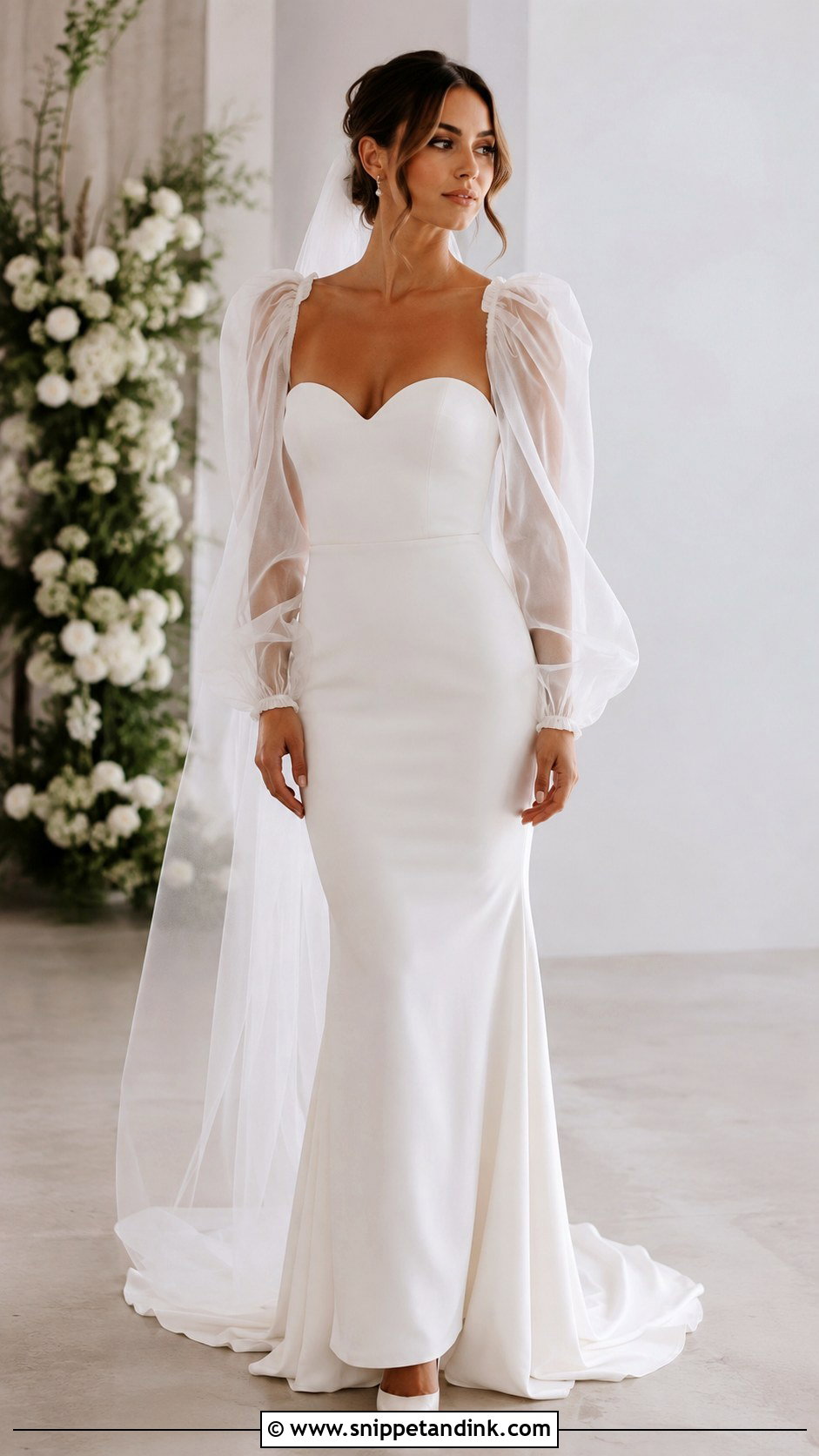 Sheer Puff Sleeve Wedding Dress - Snippet and Ink - 25 Puffy Sleeve Wedding Dress Ideas