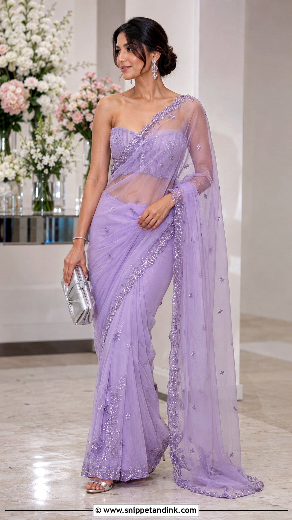 Sheer Saree With Corset Blouse - Snippet and Ink - 20 New Sadi Designs 2023