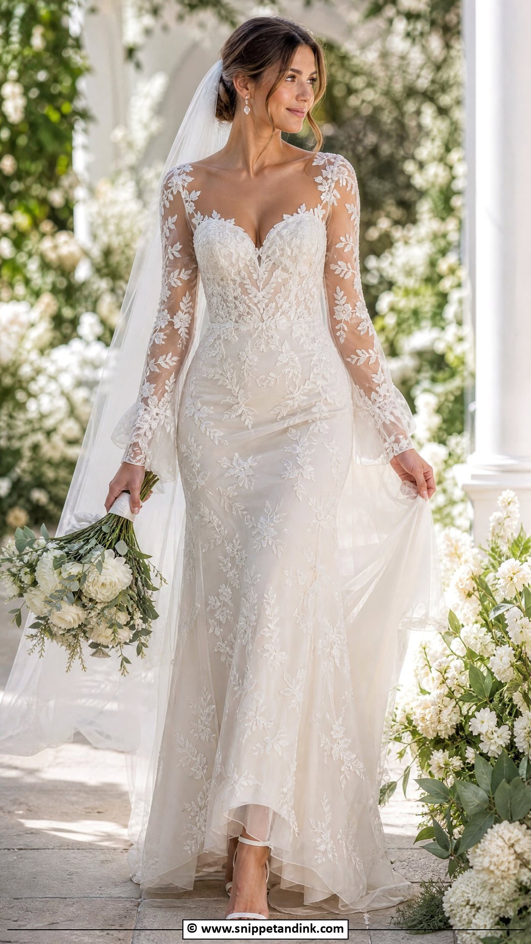 Sheer Sleeve Bridal Dress - Snippet and Ink - 35 Bridal Dress Ideas