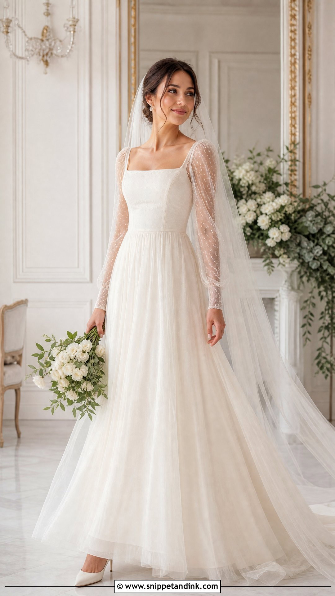 Sheer Sleeve Bridal Frock - Snippet and Ink - 25 Bridal Frock Ideas