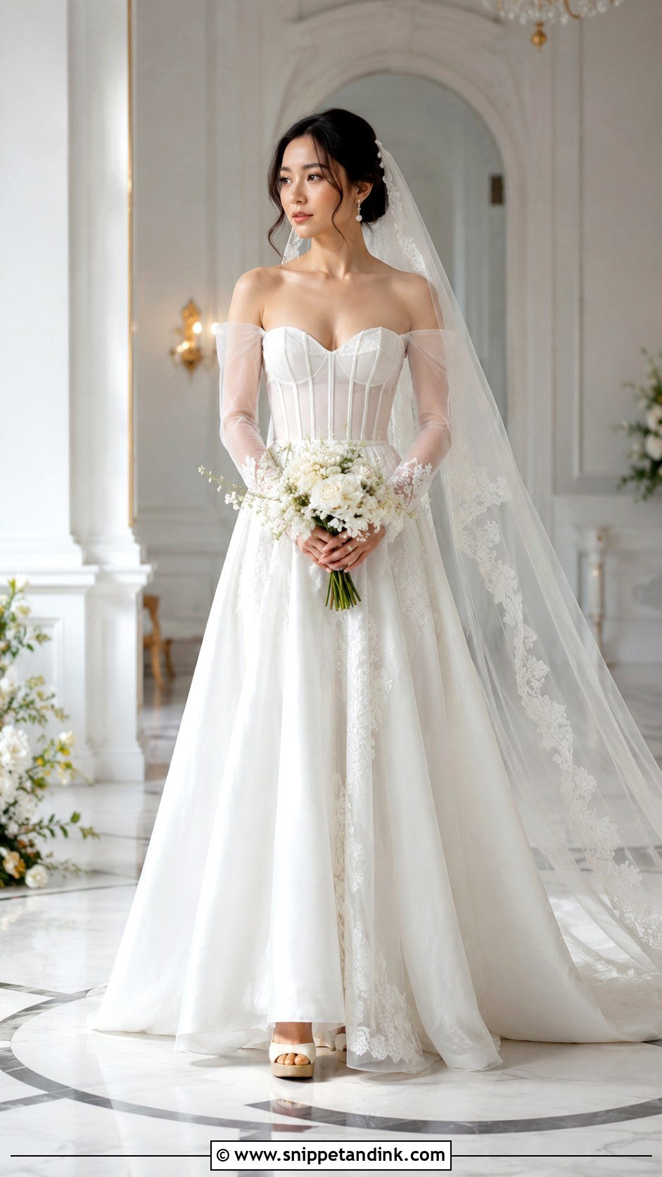 Sheer Sleeve Bridal Gown - Snippet and Ink - 20 2025 Bridal Gowns