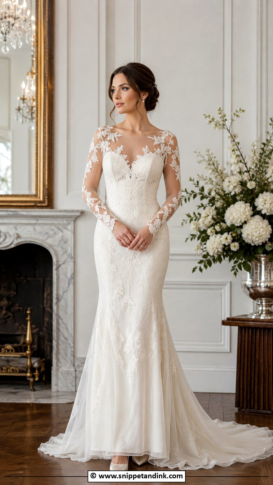 Sheer Sleeve Bride Dress - Snippet and Ink - 30 Brides Dresses
