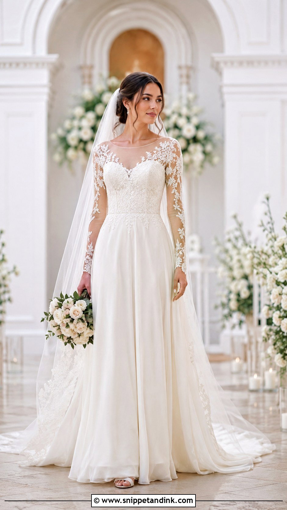 Sheer Sleeve Bride Look - Snippet and Ink - 25 Bride Looks