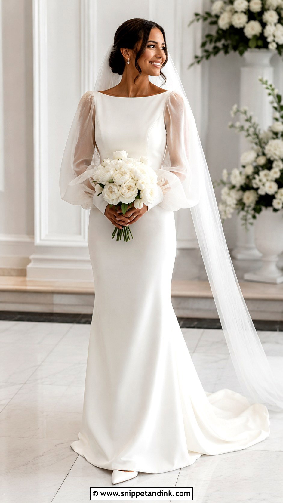 Sheer Sleeve Bride Outfit - Snippet and Ink - 25 Classy Bride Ideas