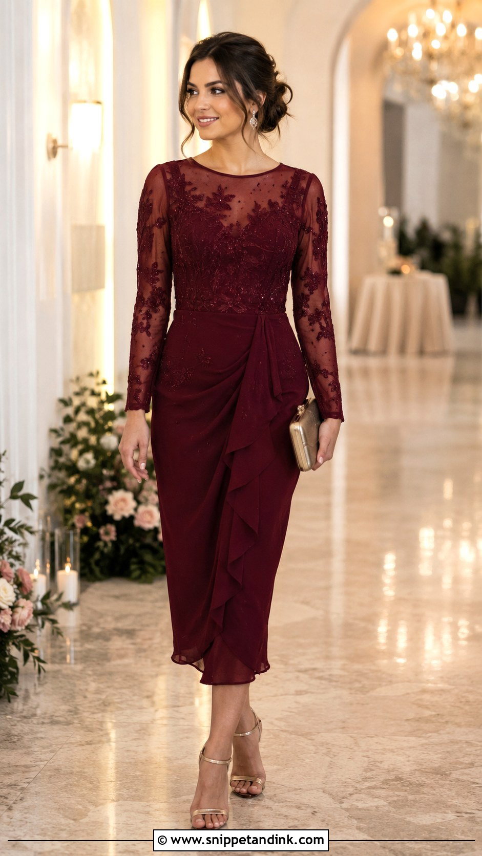 Sheer Sleeve Dress Wedding Outfit - Snippet and Ink - 30 Trending Outfits for Wedding