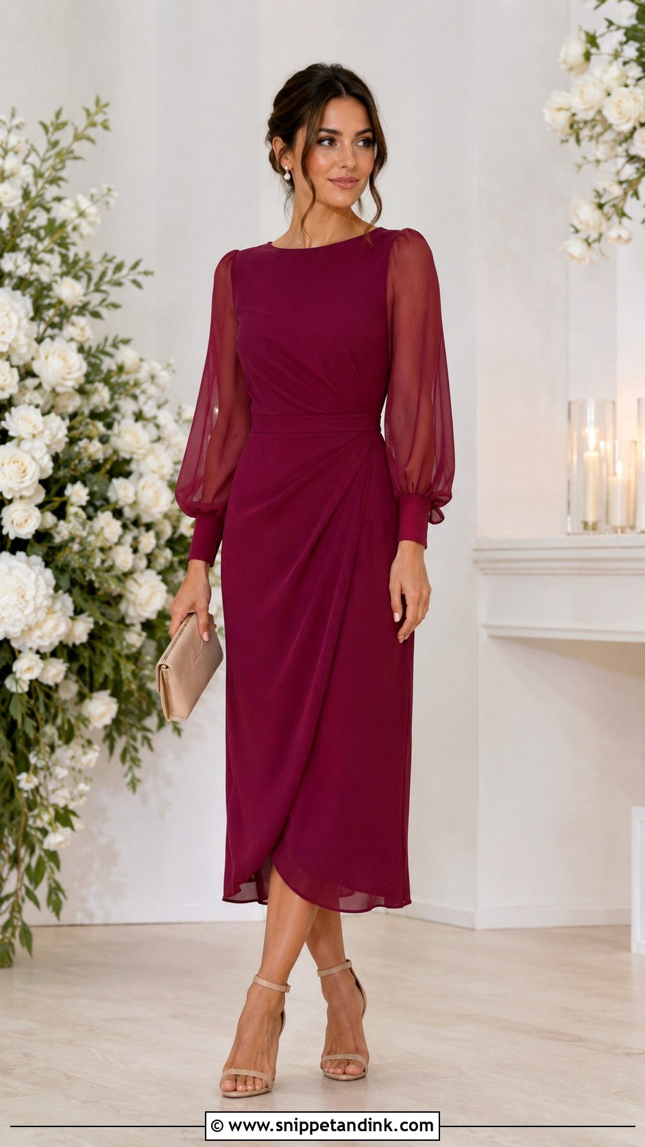 Sheer Sleeve Dress Wedding Outfit - Snippet and Ink - 25 Latest Wedding Outfits for Women