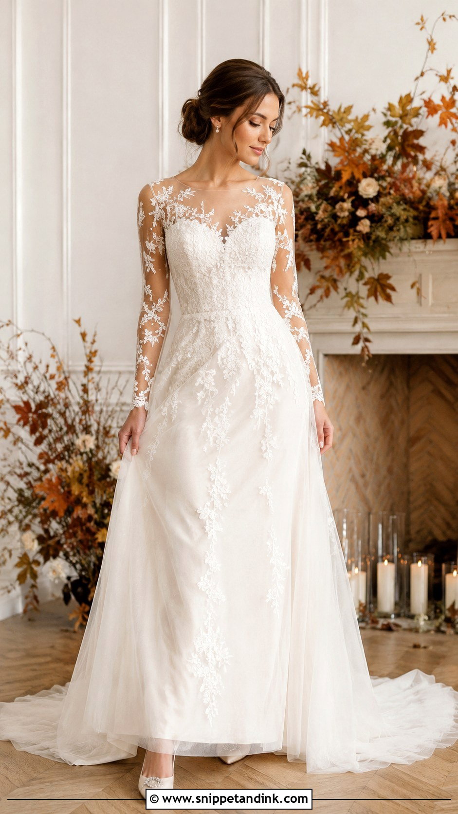Sheer Sleeve Embroidery Wedding Dress - Snippet and Ink - 25 Embroidery Wedding Dress Ideas