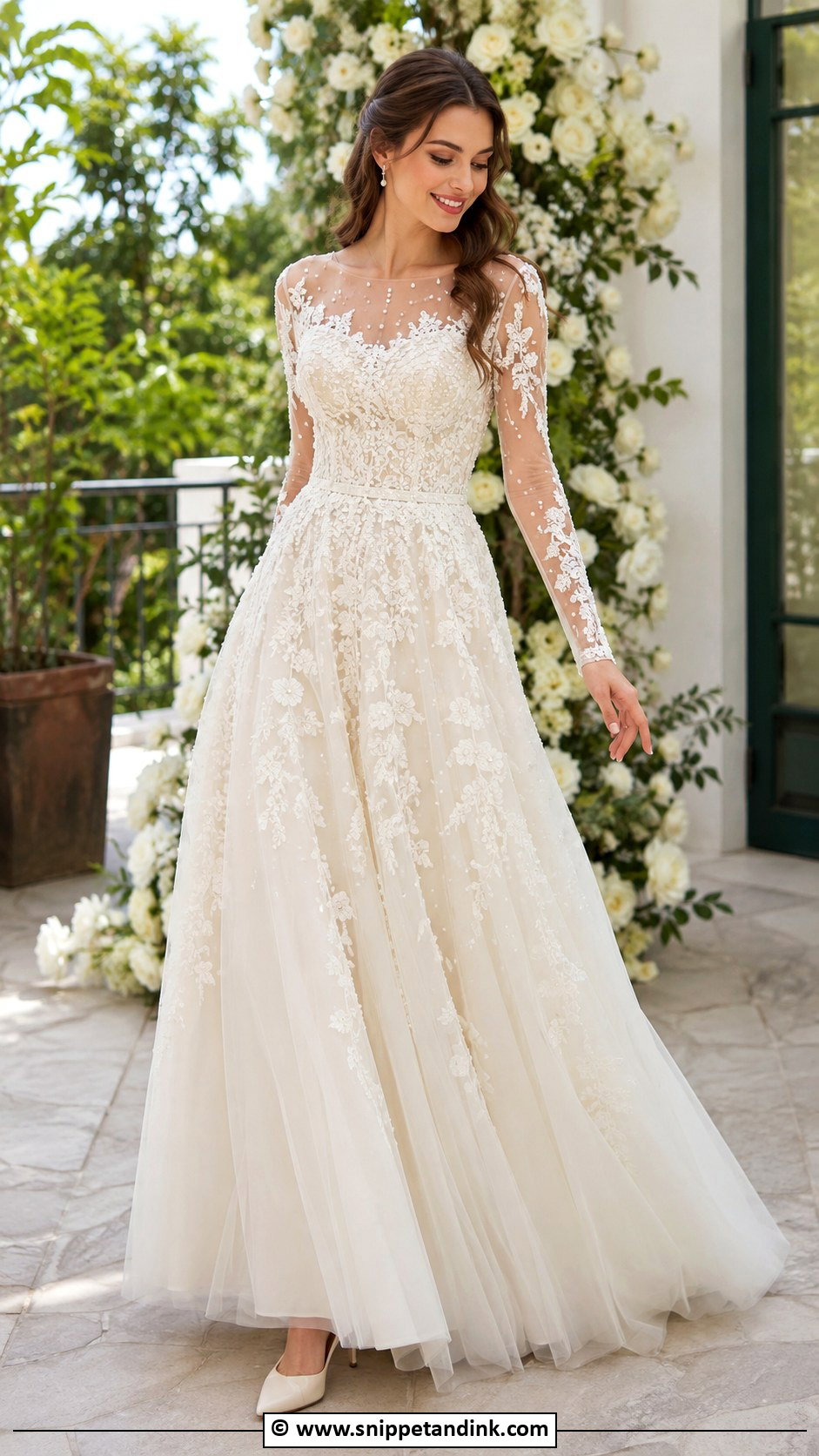 Sheer Sleeve Fantasy Wedding Dress - Snippet and Ink - 30 Fantasy Inspired Wedding Dress Ideas