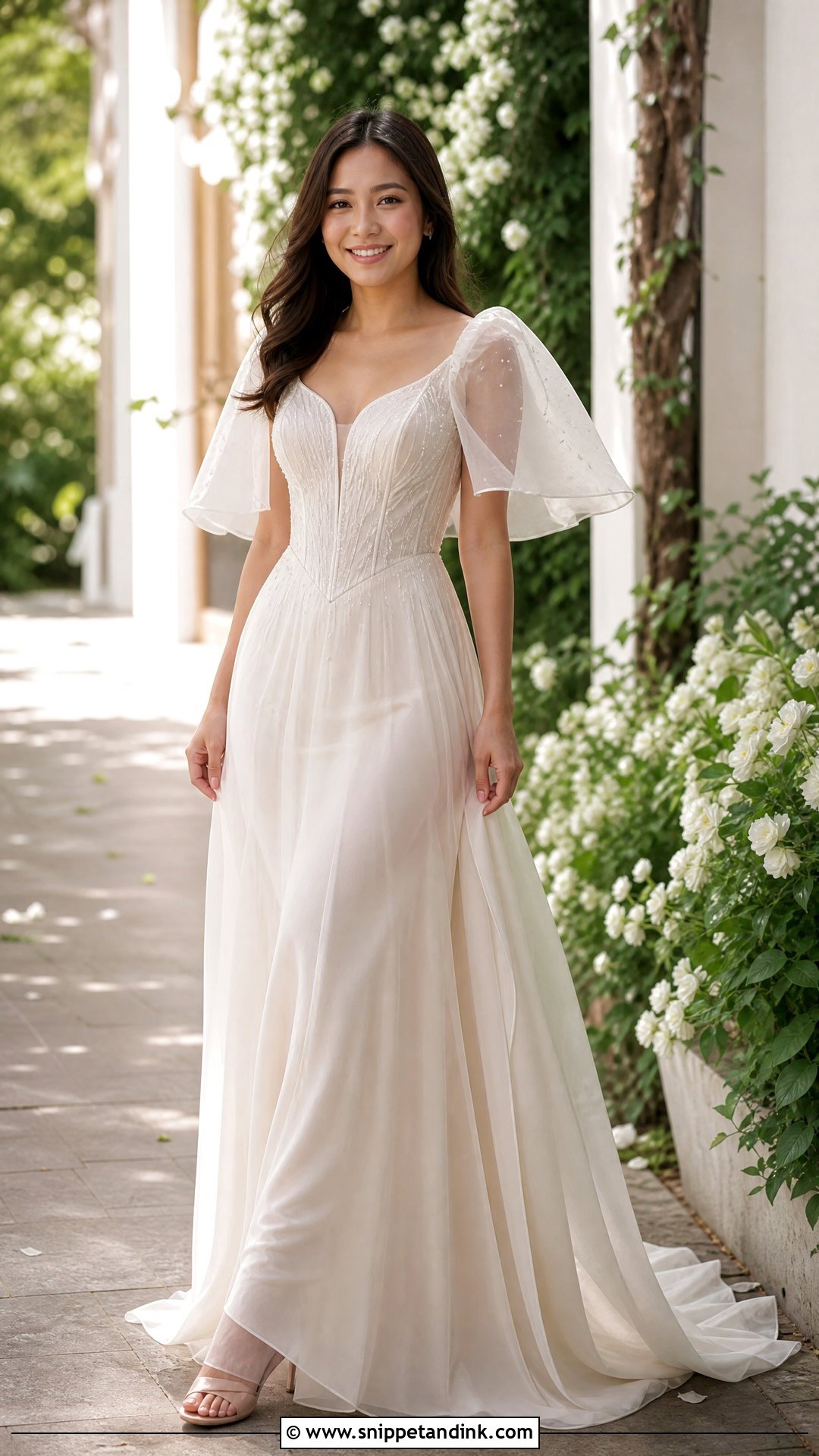Sheer Sleeve Filipiniana Wedding Dress - Snippet and Ink - 25 Filipino Wedding Dress Ideas