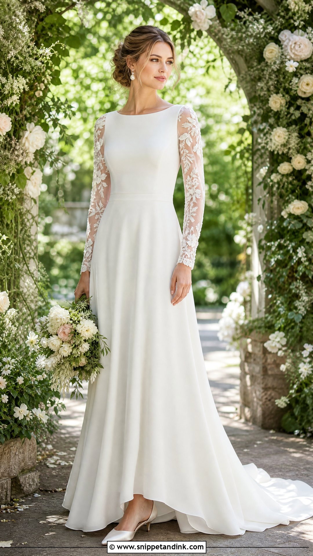 Sheer Sleeve Garden Wedding Gown - Snippet and Ink - 25 Garden Wedding Gown Ideas