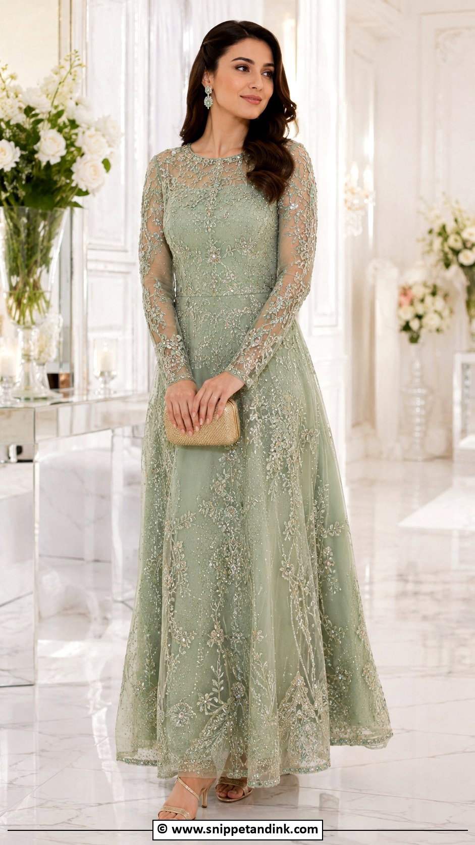 Sheer Sleeve Gown Design - Snippet and Ink - 35 Trending Gown Designs