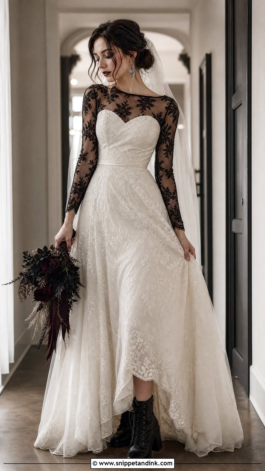 Sheer Sleeve Grunge Wedding Dress - Snippet and Ink - 25 Grunge Wedding Dress Ideas