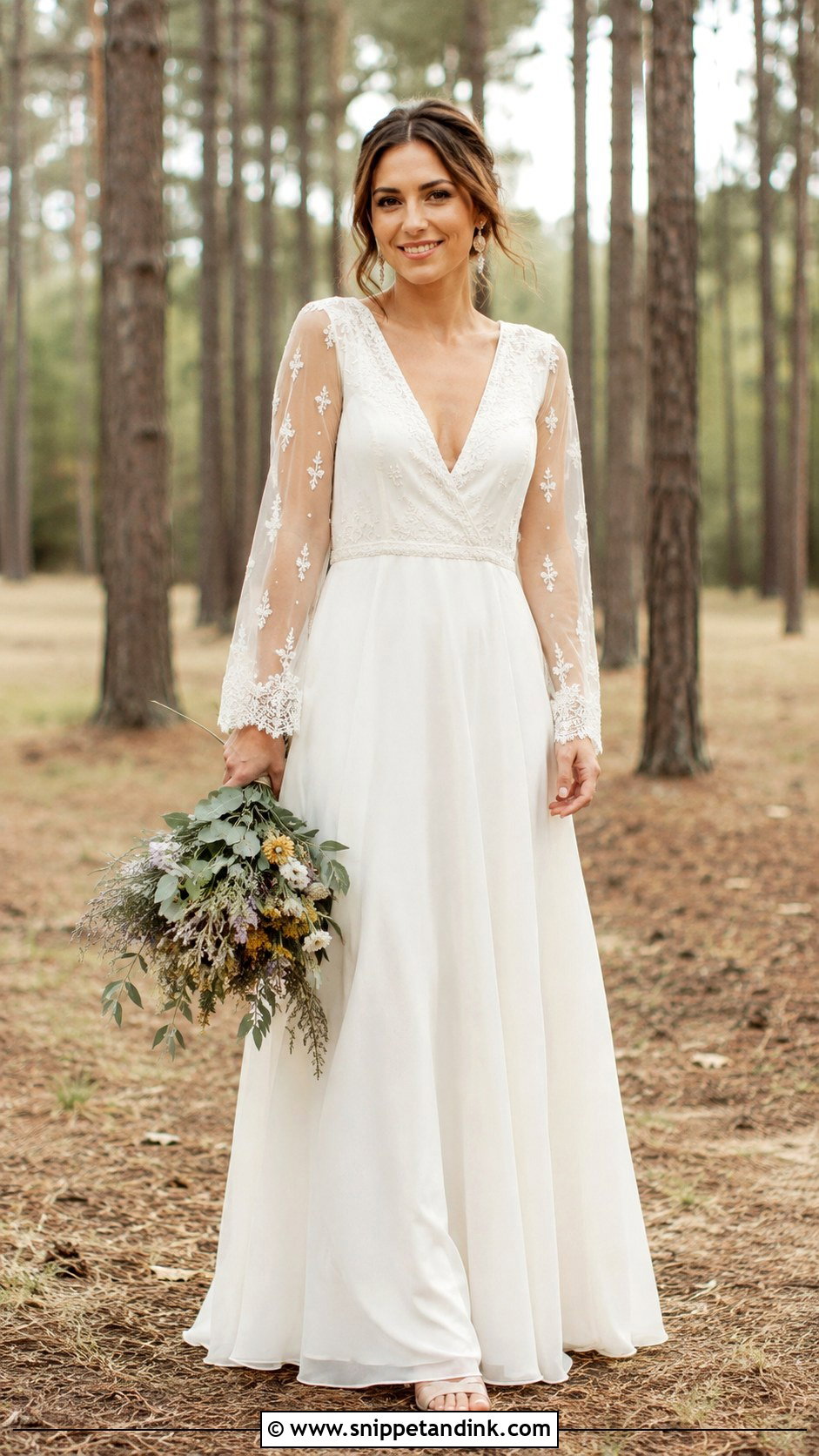 Sheer Sleeve Hippie Wedding Dress - Snippet and Ink - 30 Hippie Wedding Dress Ideas