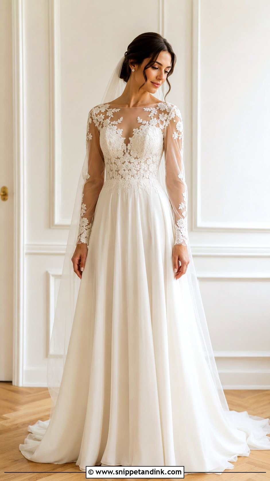 Sheer Sleeve Lace Bridal Dress - Snippet and Ink - 20 Lace Bridal Dresses