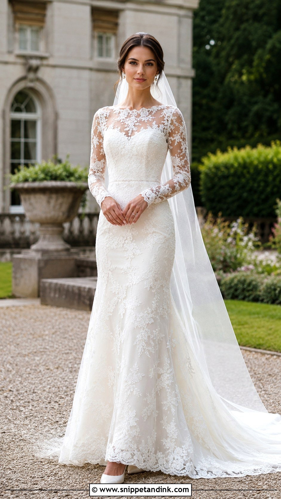 Sheer Sleeve Lace Bridal Gown - Snippet and Ink - 20 Contemporary Bridal Ideas