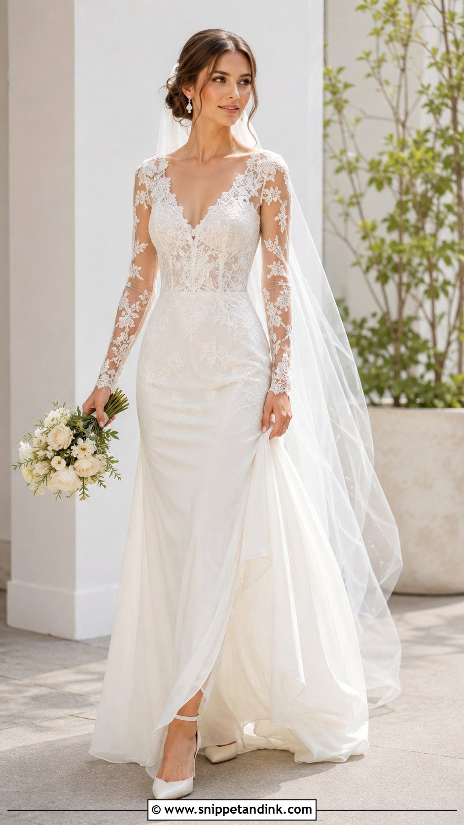 Sheer Sleeve Lace Wedding Gown - Snippet and Ink - 25 Lace Wedding Gowns