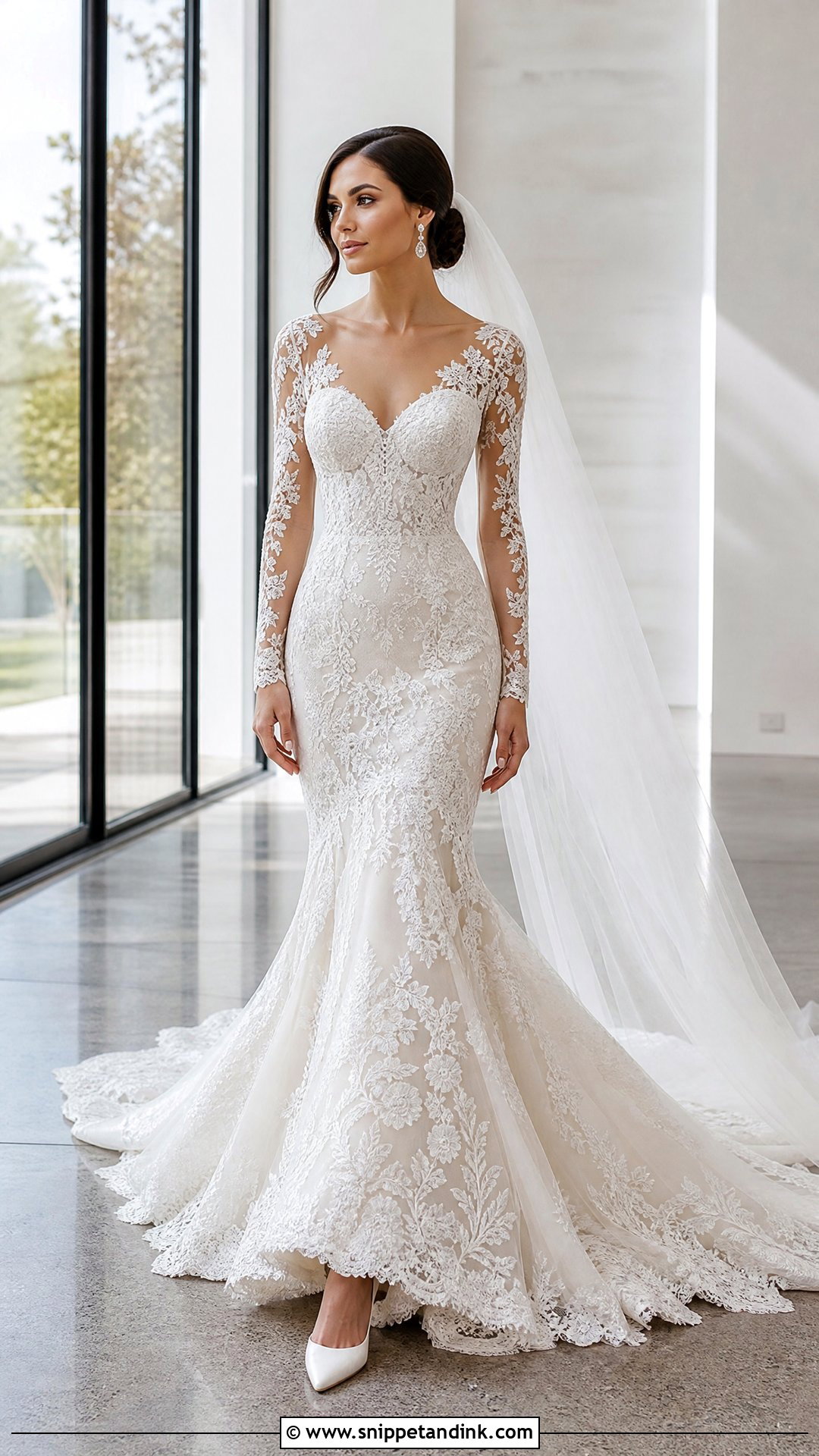 Sheer Sleeve Mermaid Wedding Dress - Snippet and Ink - 20 Wedding Dress Sheer Sleeves