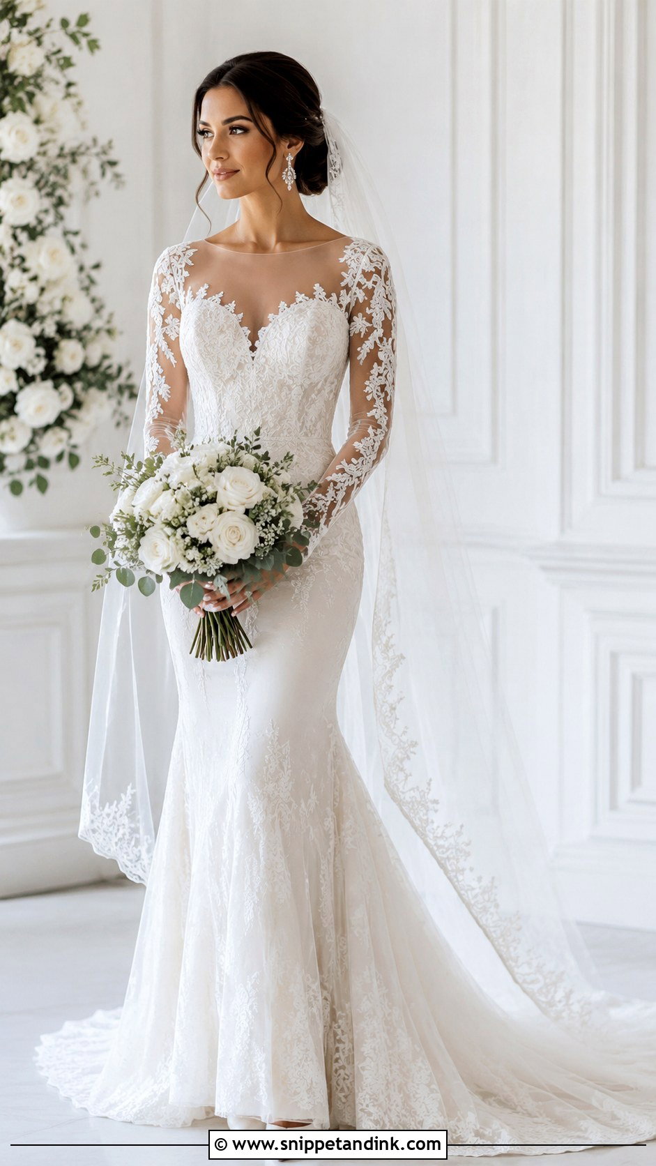 Sheer Sleeve Siren Wedding Dress - Snippet and Ink - 30 Siren Wedding Dress Ideas