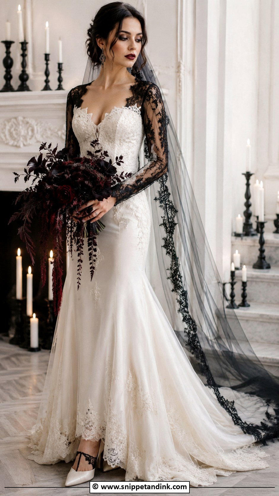 Sheer Sleeve Vampire Wedding Dress - Snippet and Ink - 25 Vampire Wedding Dress Ideas