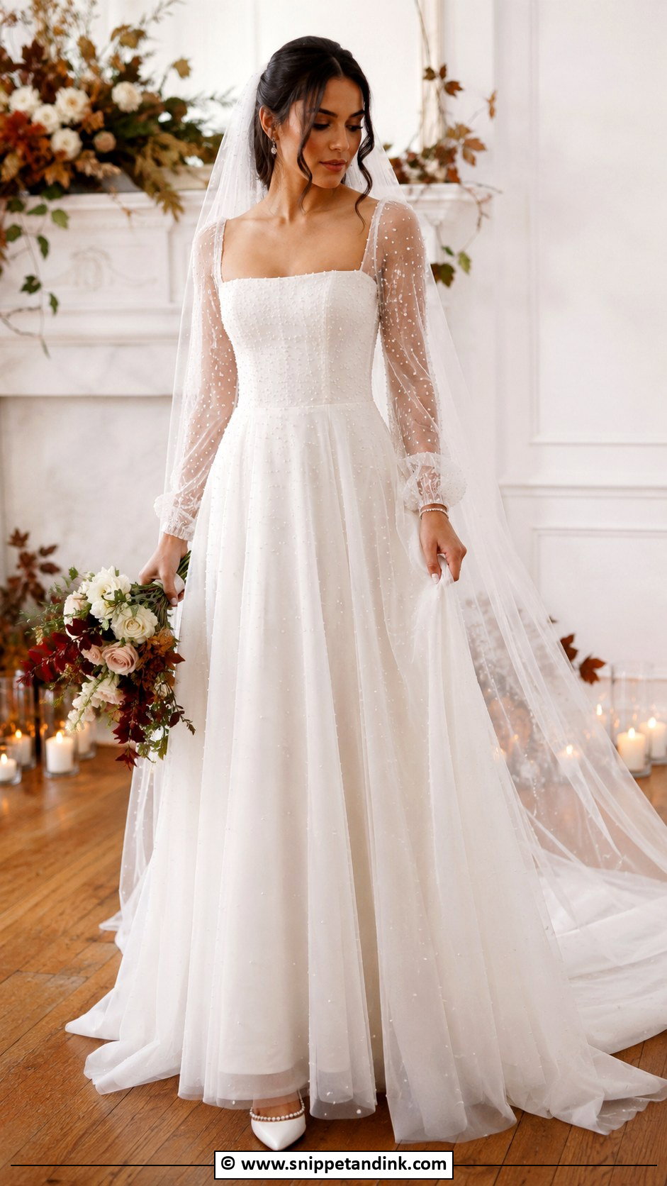 Sheer Sleeve Wedding Dress - Snippet and Ink - 30 Mystical Wedding Dress Ideas