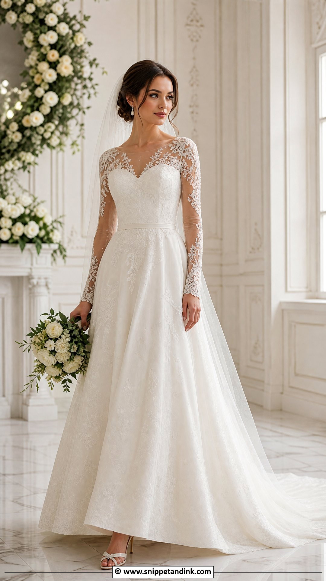 Sheer Sleeve Wedding Dress - Snippet and Ink - 35 Dream Wedding Dresses