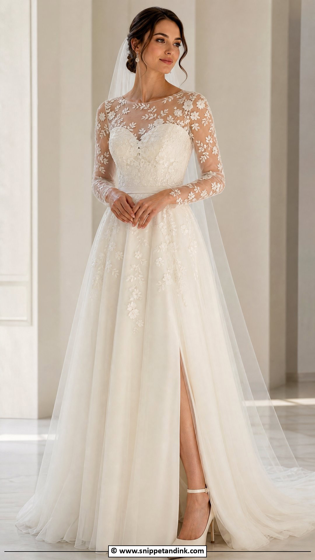 Sheer Sleeve Wedding Dress - Snippet and Ink - 35 Ethereal Wedding Dress Ideas