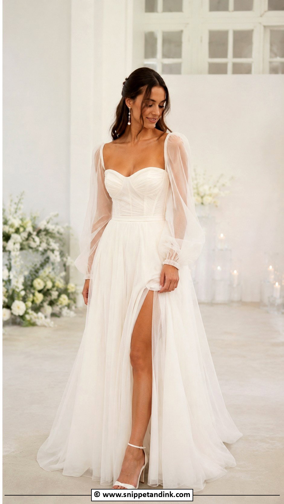 Sheer Sleeve Wedding Dress - Snippet and Ink - 35 Unique Wedding Dresses
