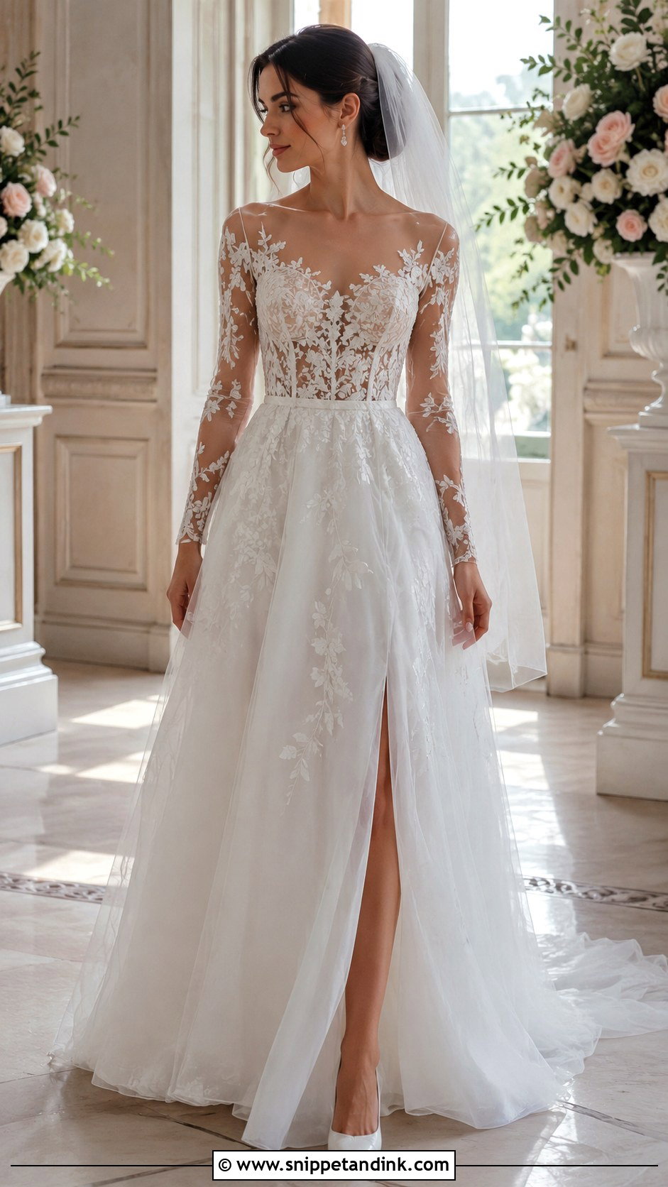 Sheer Sleeve Wedding Dress - Snippet and Ink - 25 Ethereal Wedding Dress Goddesses Ideas