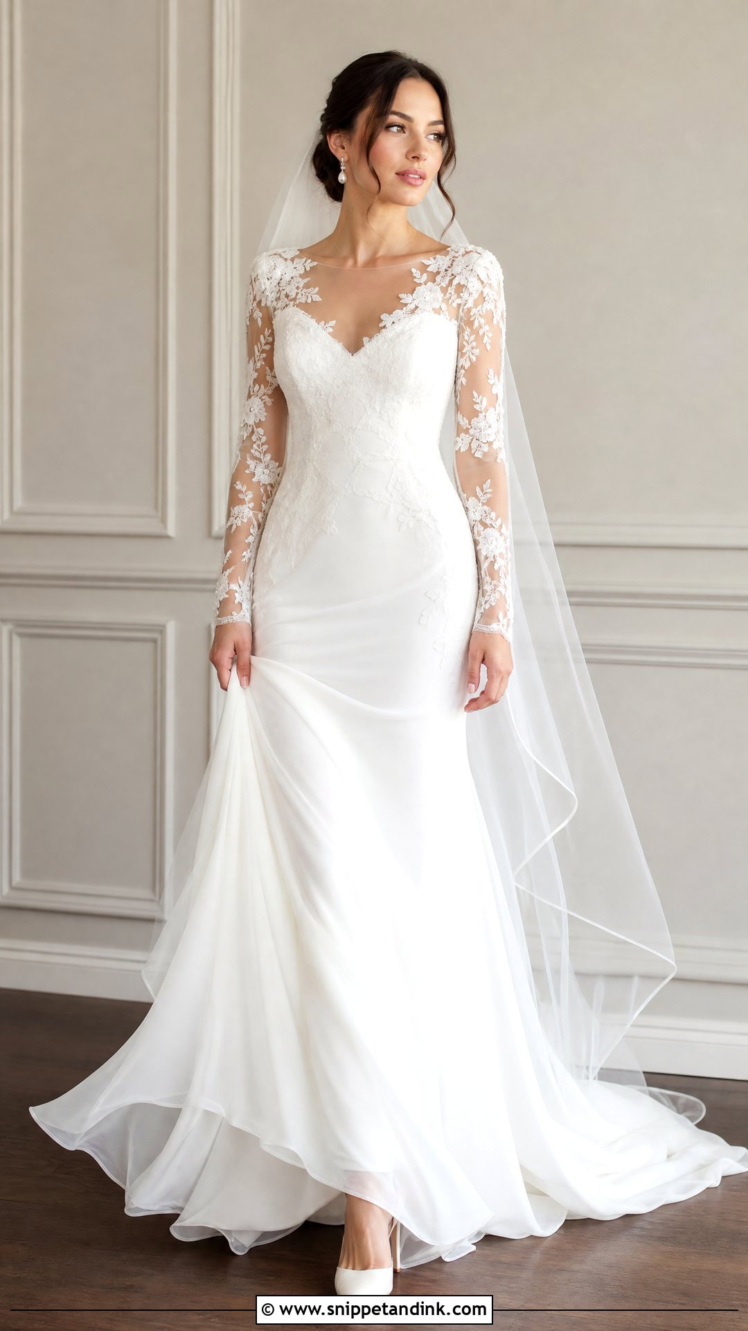 Sheer Sleeve Wedding Dress - Snippet and Ink - 25 Magical Wedding Dress Ideas