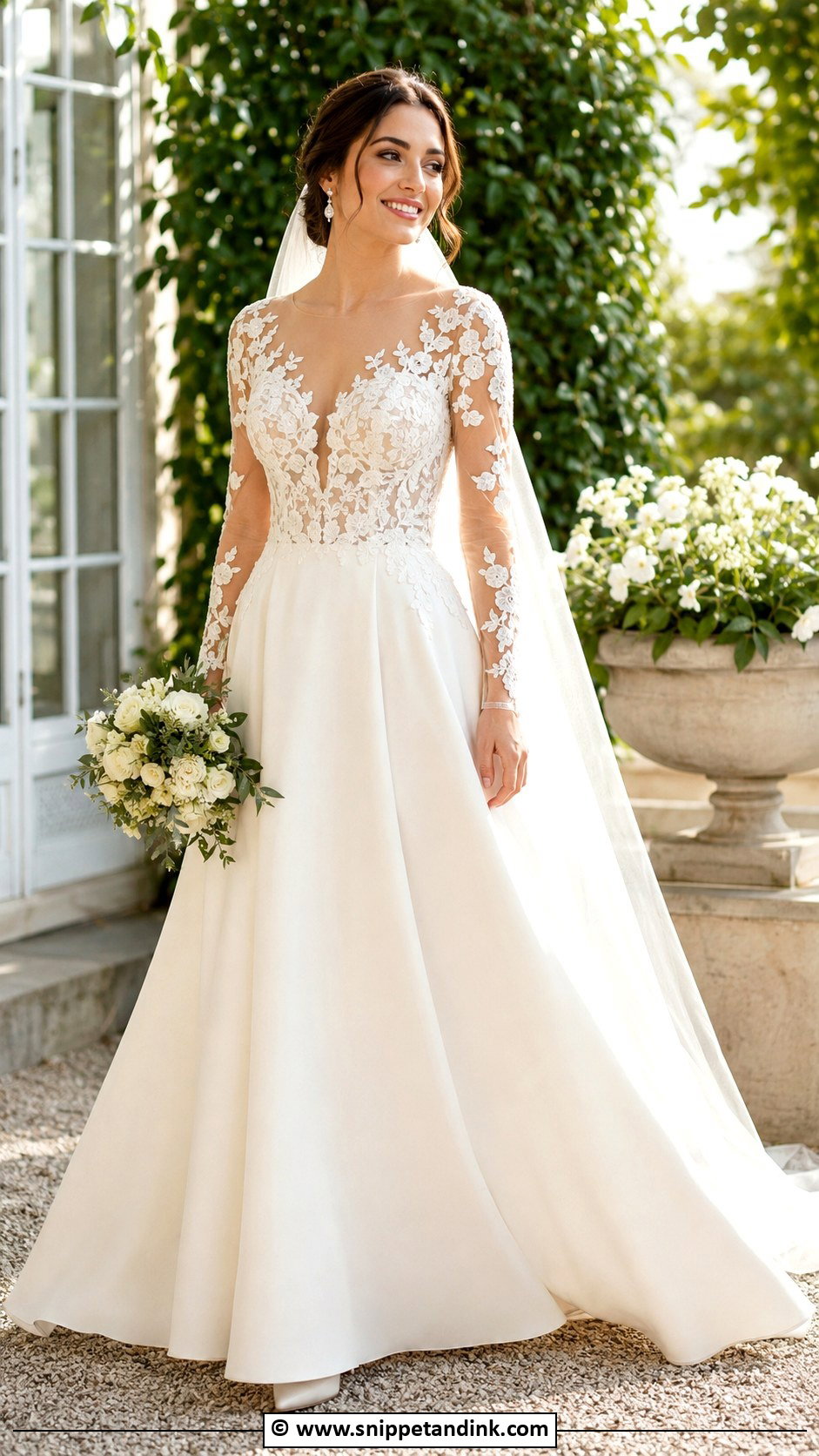 Sheer Sleeve Wedding Dress - Snippet and Ink - 25 Whimsical Wedding Dresses
