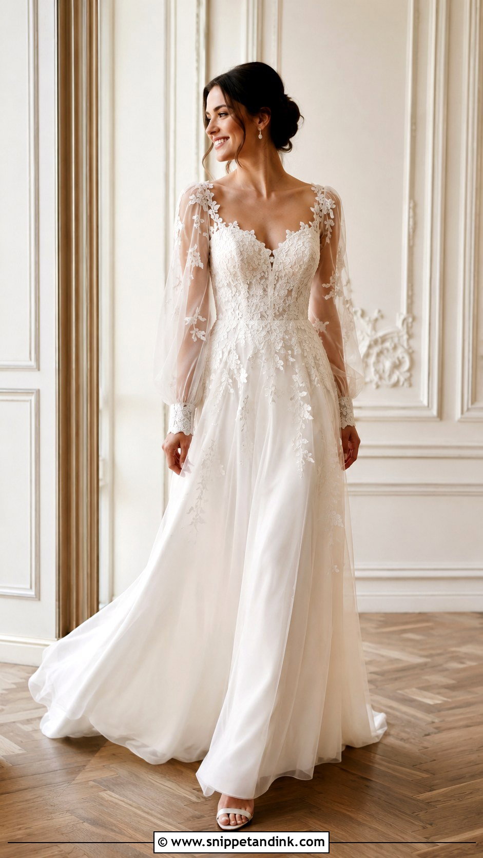 Sheer Sleeve Wedding Dress - Snippet and Ink - 25 Sleeved Wedding Dress Ideas