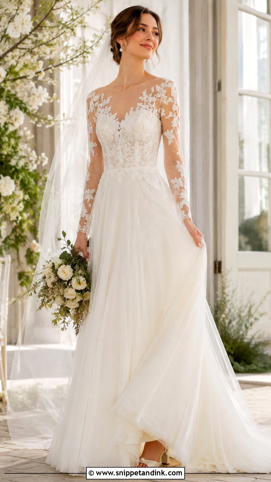 Sheer Sleeve Wedding Dress - Snippet and Ink - 30 Whimsy Wedding Dress Ideas