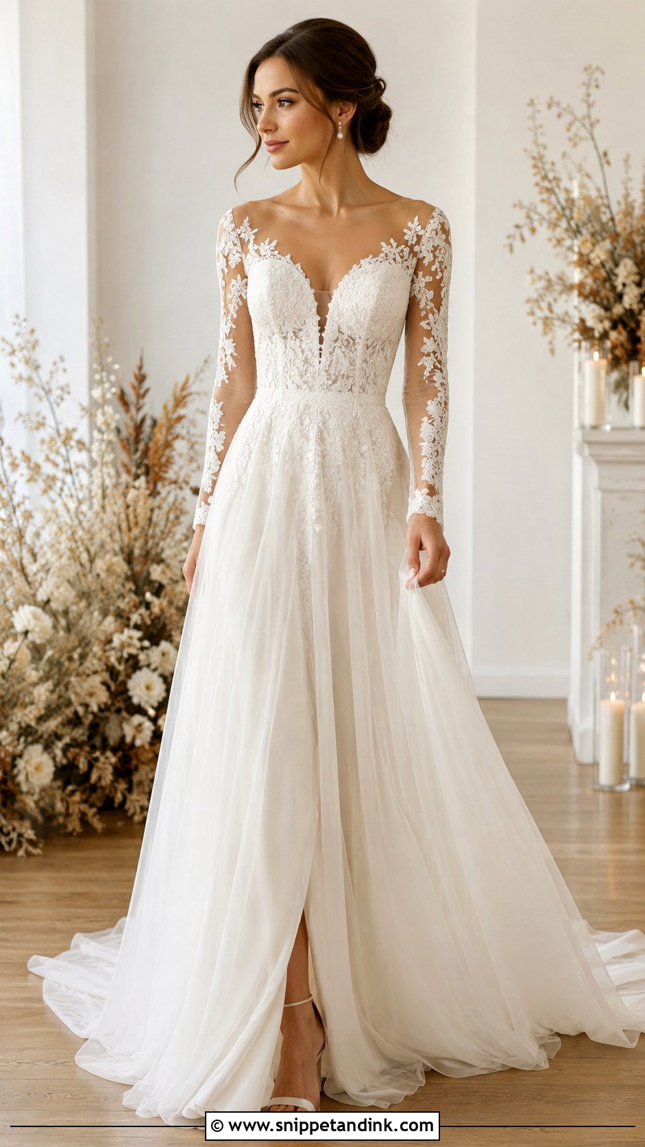 Sheer Sleeve Wedding Dress - Snippet and Ink - 25 Dress Design for Wedding Ideas