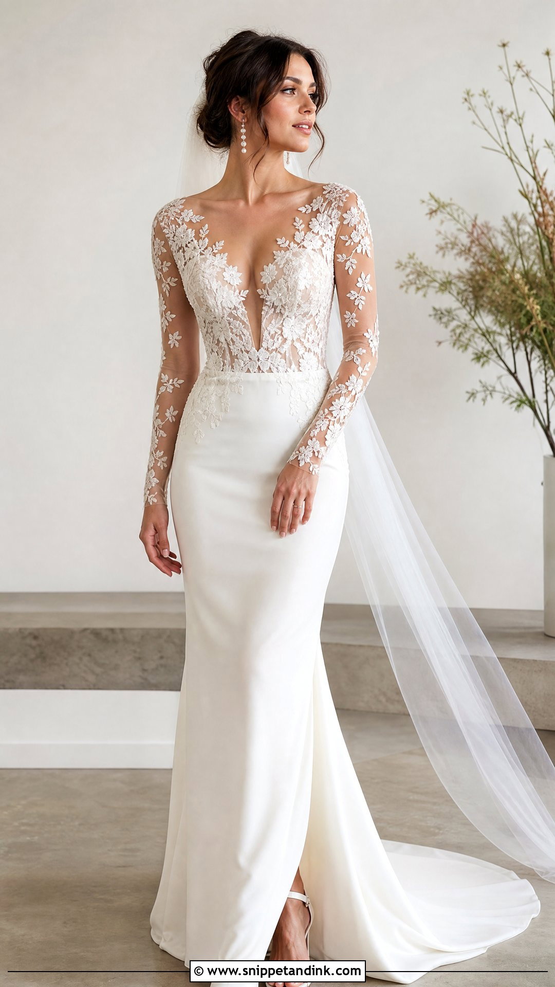Sheer Sleeve Wedding Dress - Snippet and Ink - 25 Edgy Wedding Dress Ideas