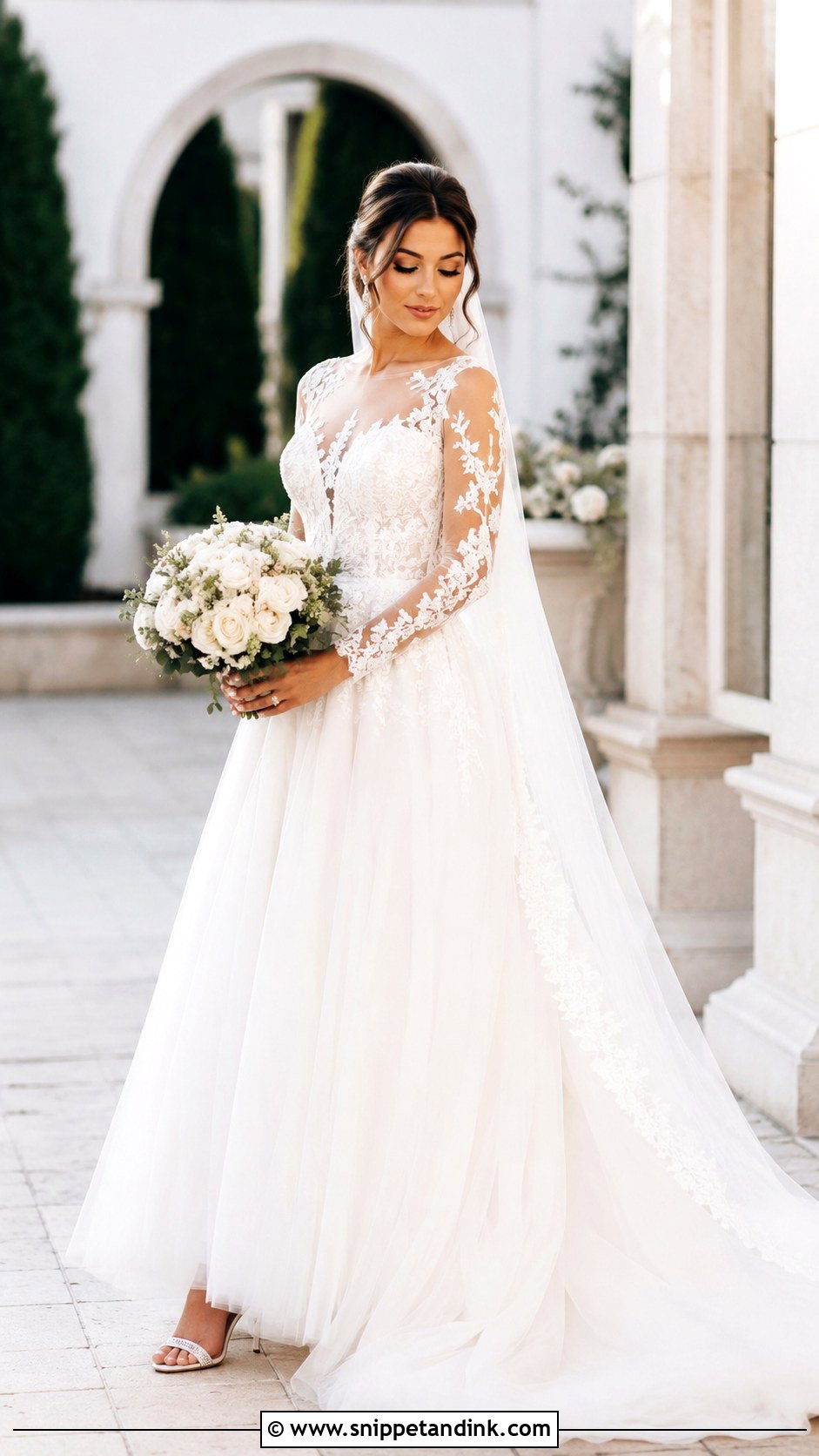 Sheer Sleeve Wedding Dress - Snippet and Ink - 25 Enchanted Wedding Dress Ideas