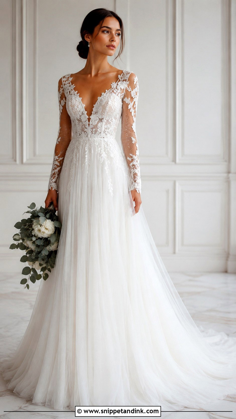 Sheer Sleeve Wedding Dress - Snippet and Ink - 25 Flowy Romantic Wedding Dress Ideas