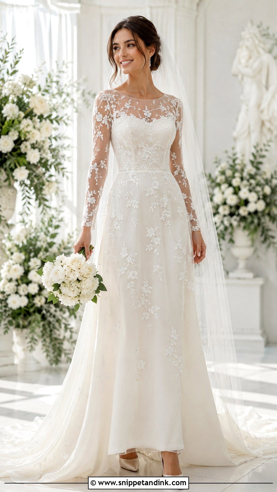 Sheer Sleeve Wedding Dress - Snippet and Ink - 25 Haute Couture Wedding Dress Ideas