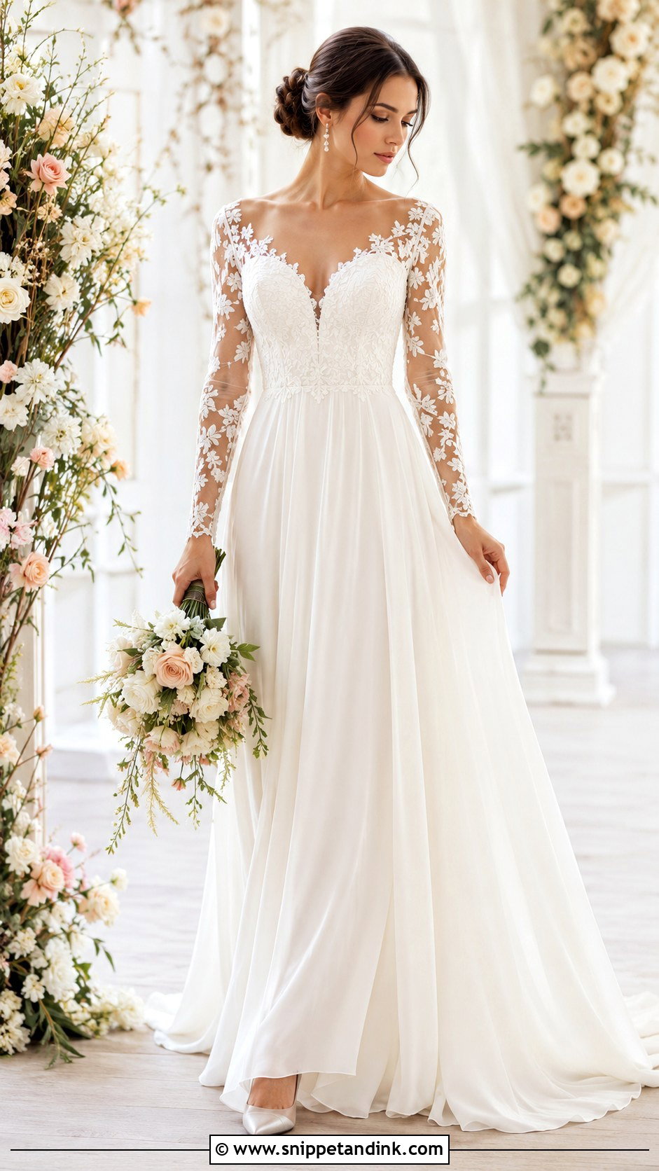 Sheer Sleeve Wedding Dress - Snippet and Ink - 25 Special Wedding Dress Ideas