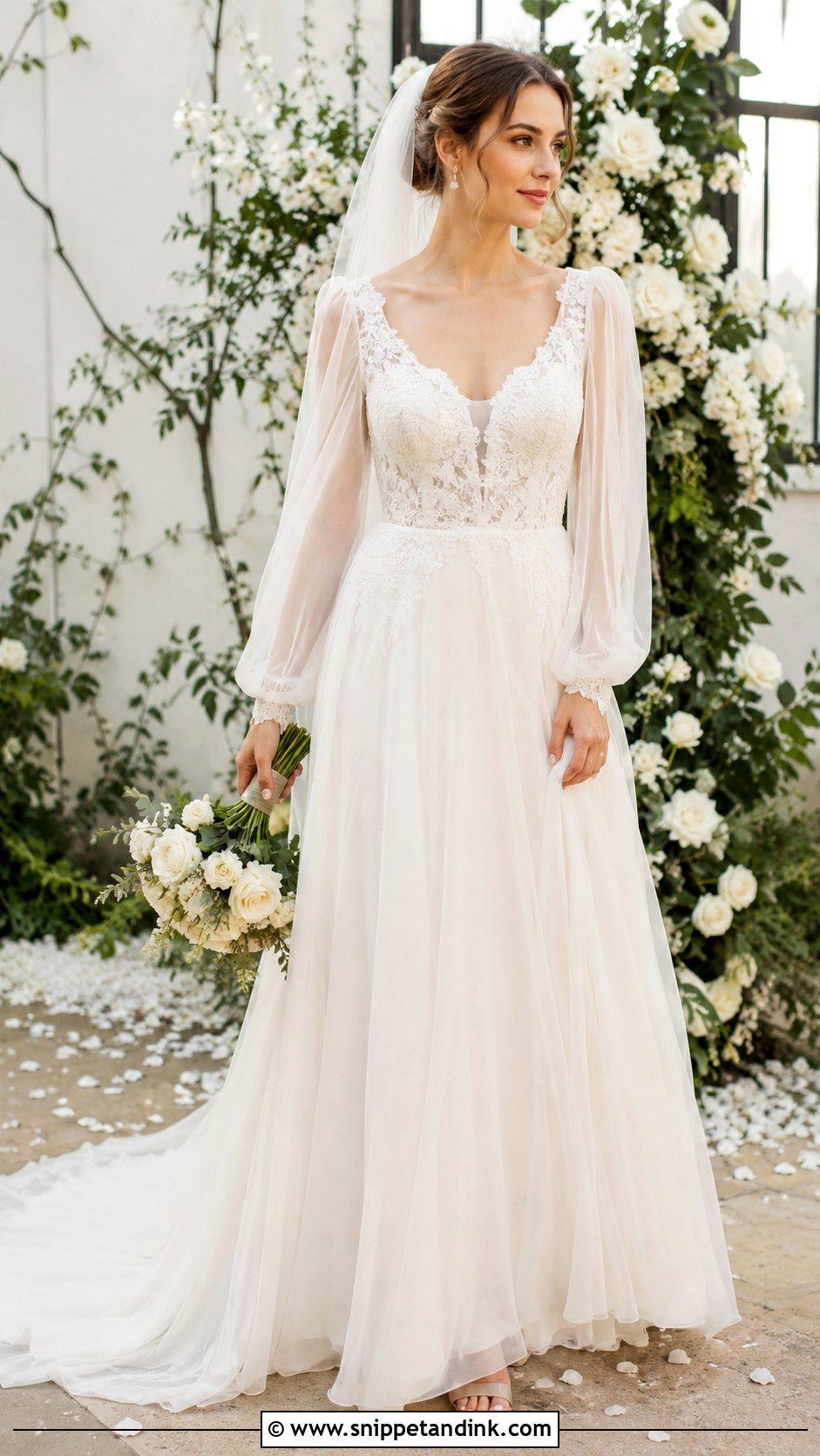 Sheer Sleeve Wedding Dress - Snippet and Ink - 25 Vintage Hippie Wedding Dress Ideas