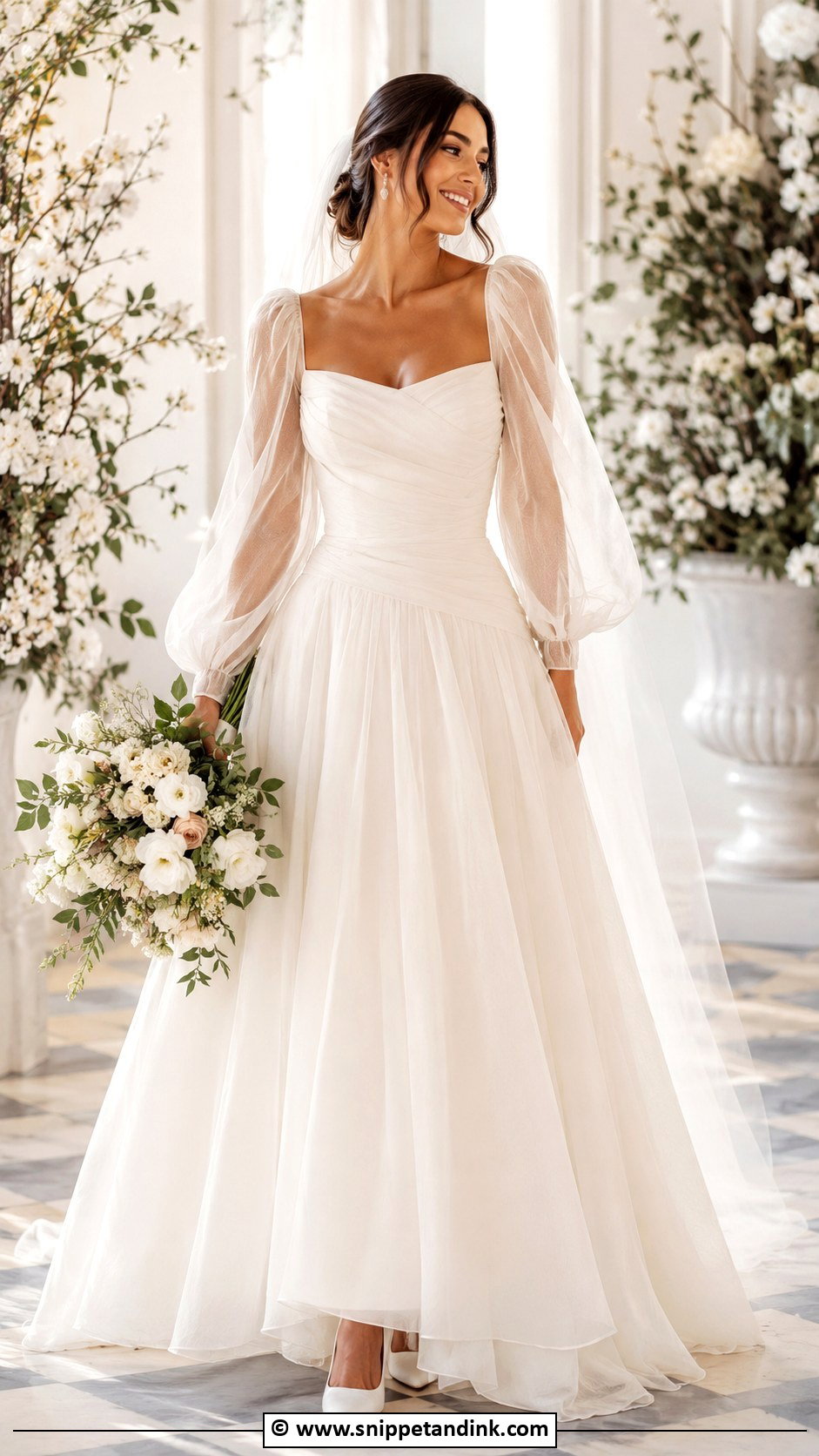 Sheer Sleeve Wedding Dress - Snippet and Ink - 30 Bridal Dress Fashion Ideas