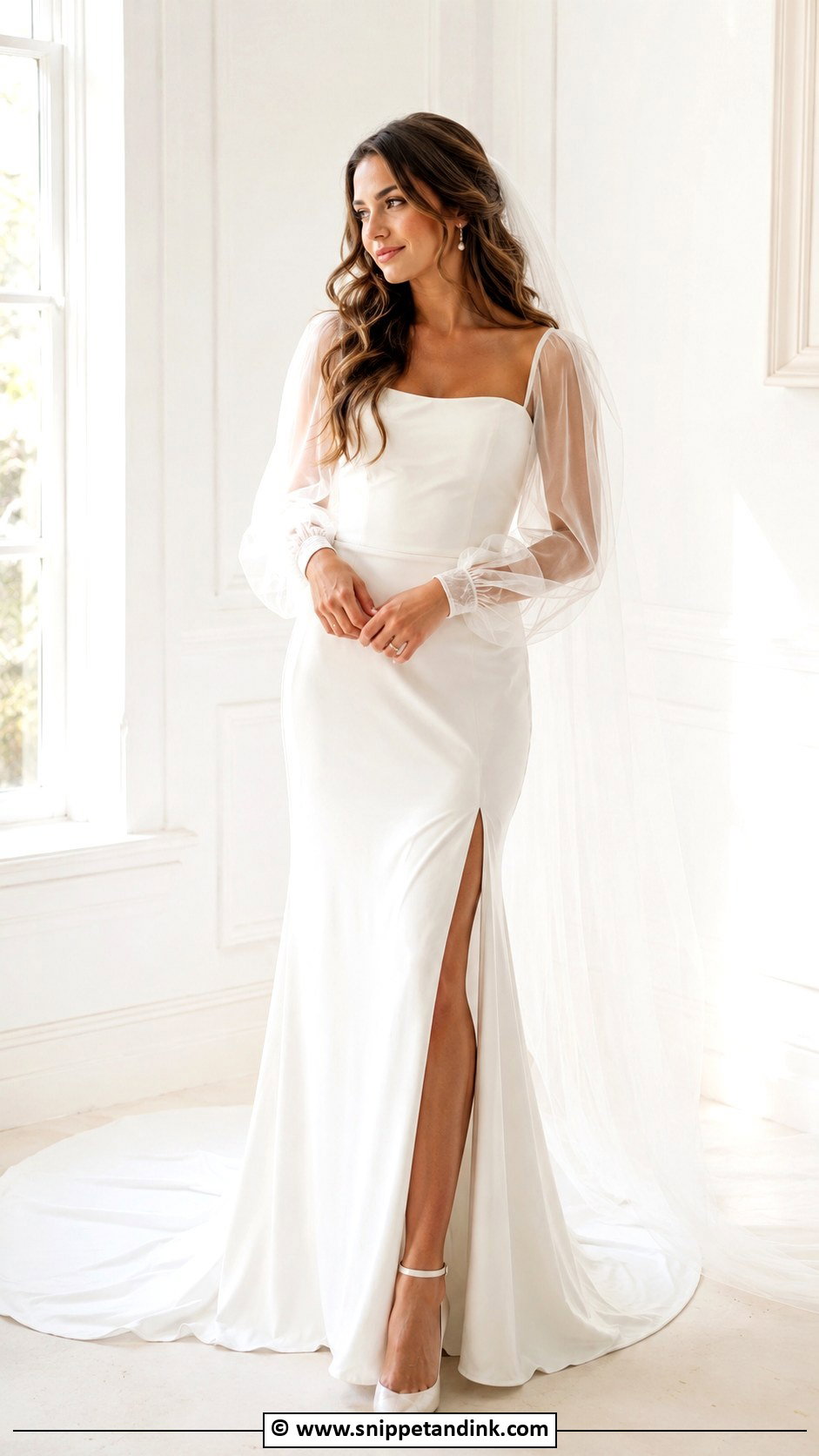 Sheer Sleeve Wedding Dress - Snippet and Ink - 30 Chic Wedding Dress Ideas