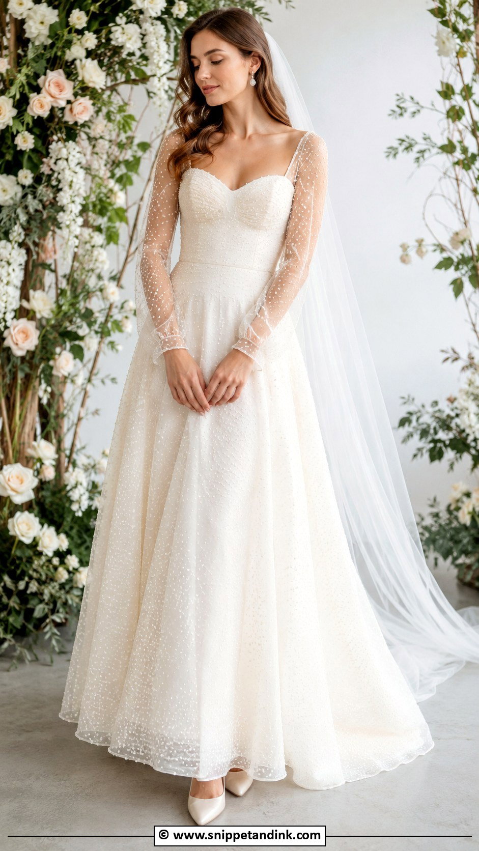 Sheer Sleeve Wedding Dress - Snippet and Ink - 25 Trendy Wedding Dresses