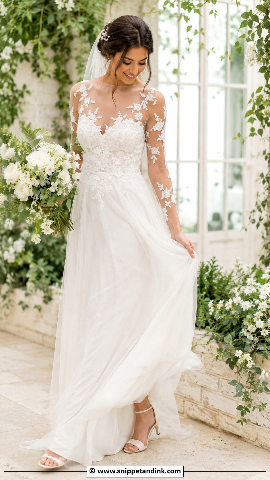 Sheer Sleeve Wedding Gown - Snippet and Ink - 30 Wedding Gowns with Sleeves