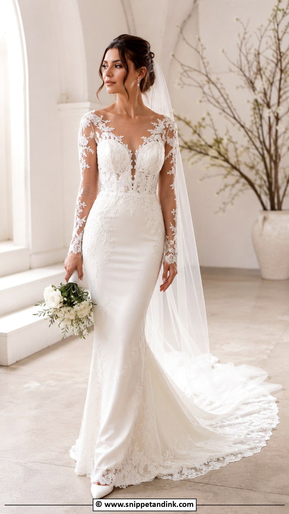 Sheer Sleeve Wedding Gown - Snippet and Ink - 30 Couture Wedding Gowns