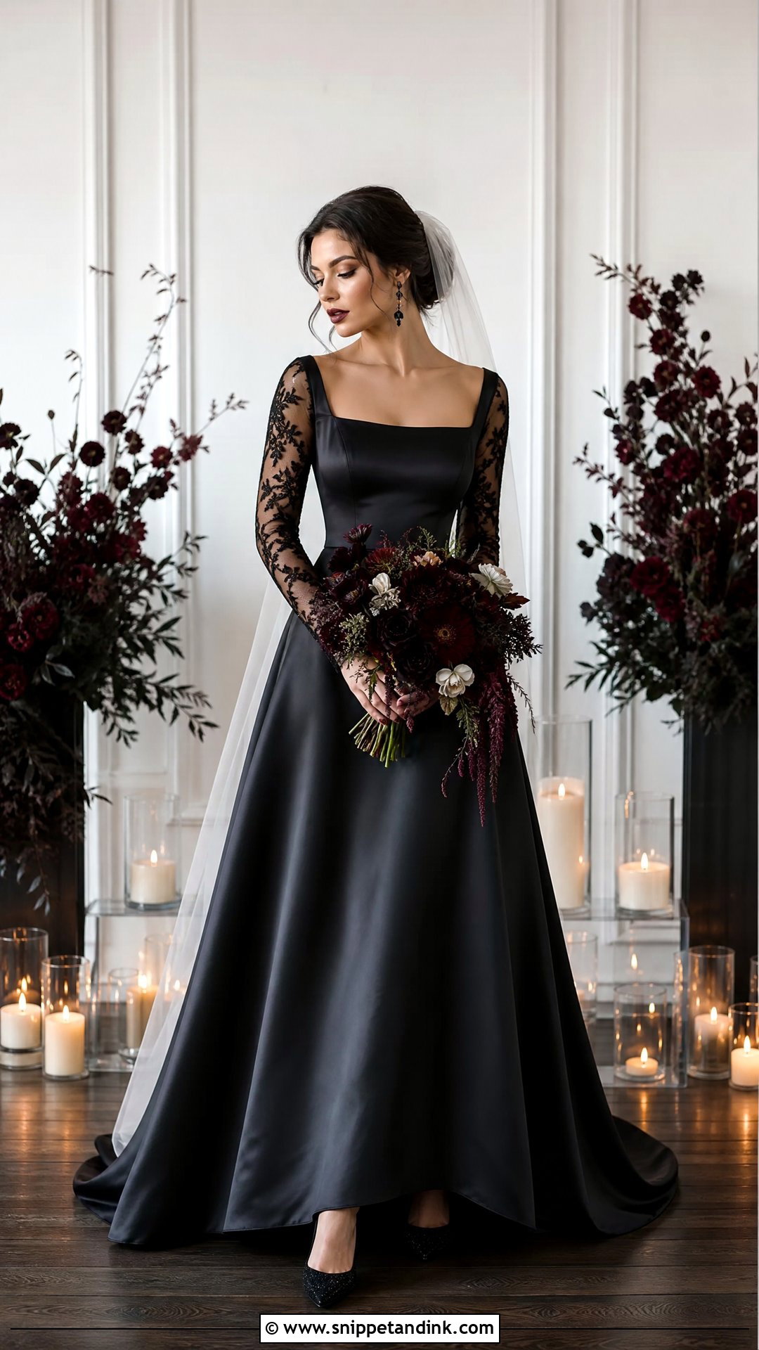 Sheer Sleeve Witch Wedding Dress - Snippet and Ink - 25 Witch Wedding Dress Ideas