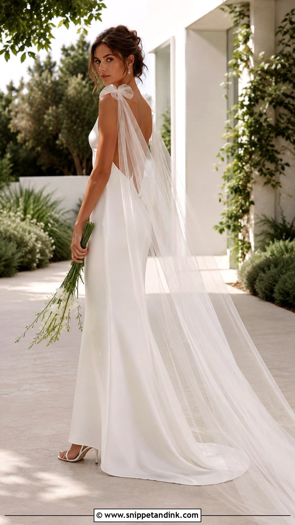 Sheer Tulle Bridal Cloak With Slip Dress - Snippet and Ink - 20 Bridal Cloak Ideas