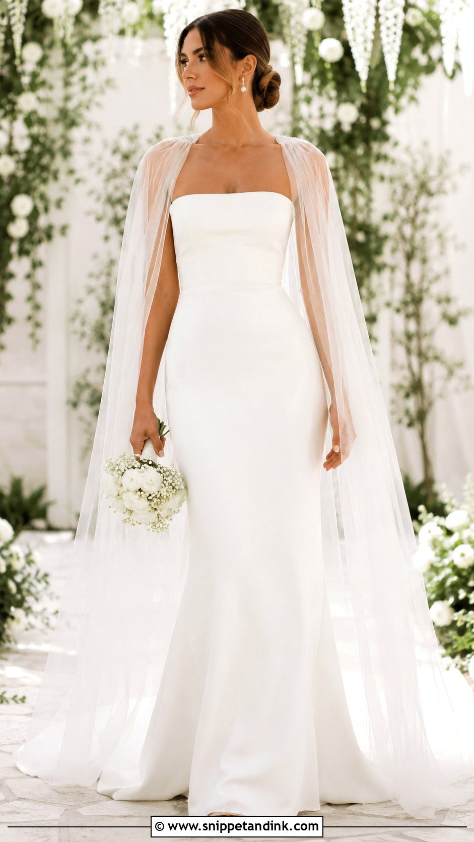Sheer Tulle Cape Wedding Dress - Snippet and Ink - 30 Cape Wedding Dress Ideas