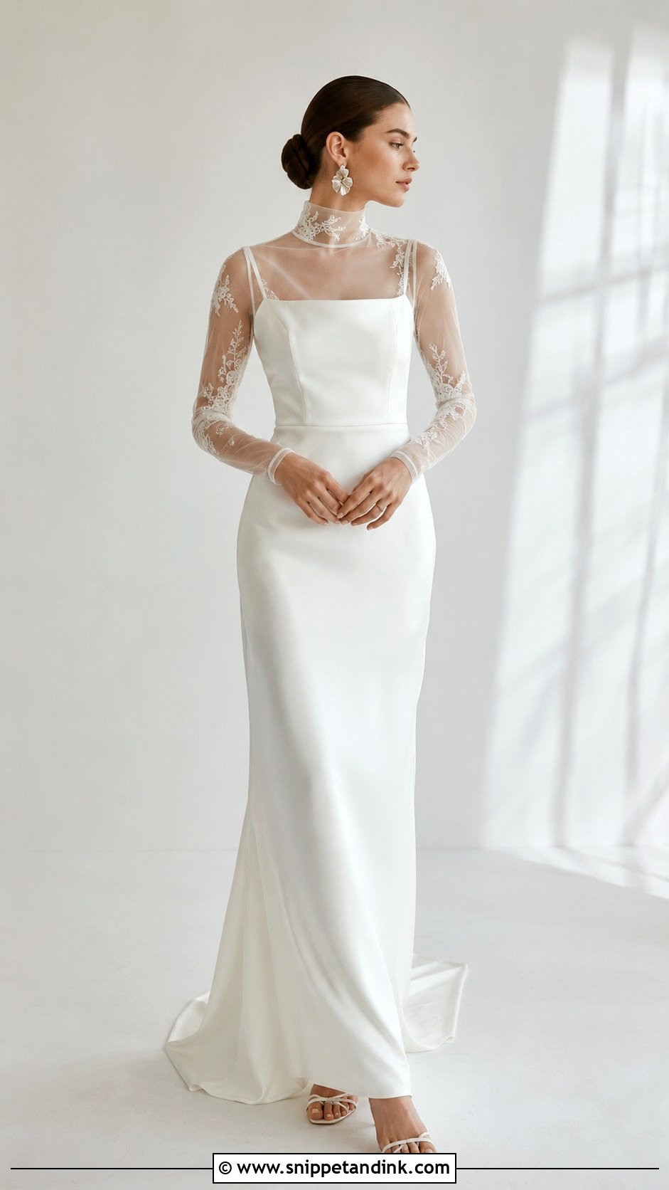 Sheer Turtleneck Wedding Dress Topper - Snippet and Ink - 30 Wedding Dress Topper Ideas